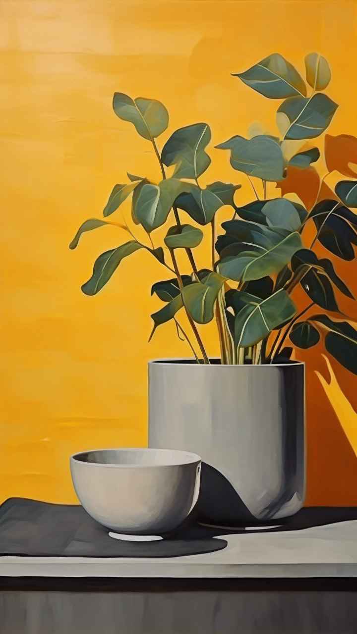 植物抽象黄色静态插画 39