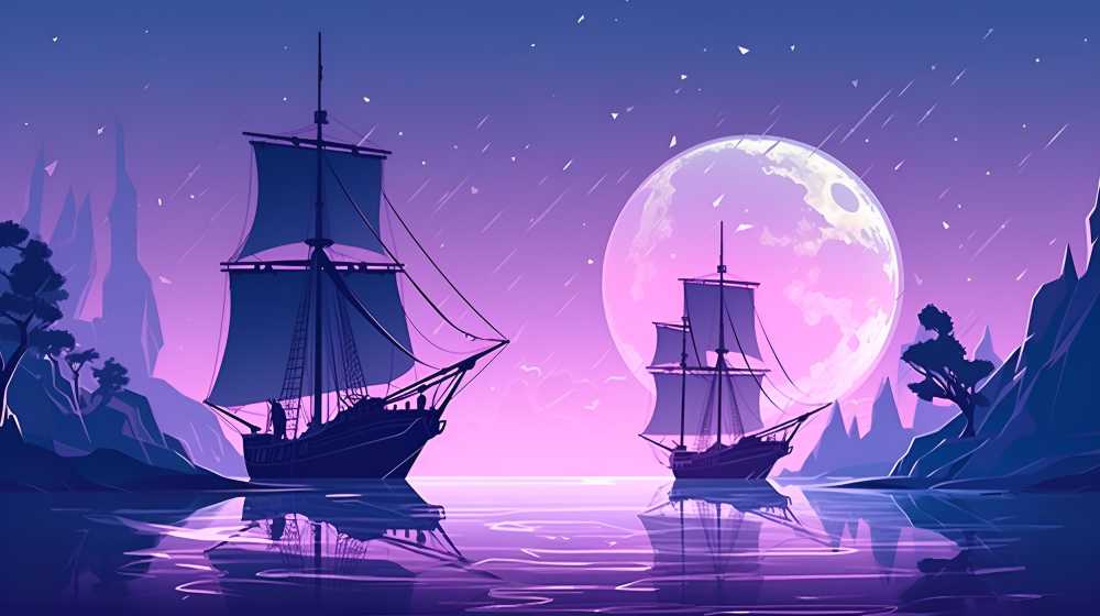紫色夜景唯美月亮