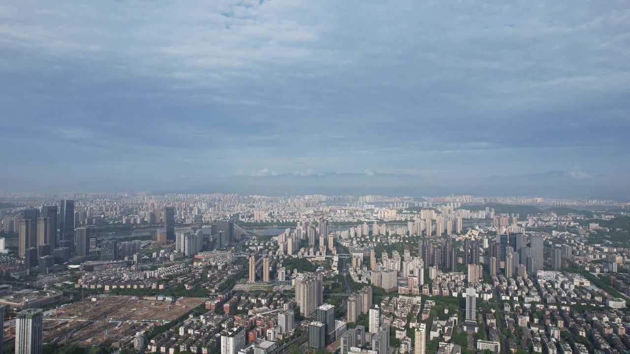 福建福州城市风光蓝天白云高楼建筑航拍 