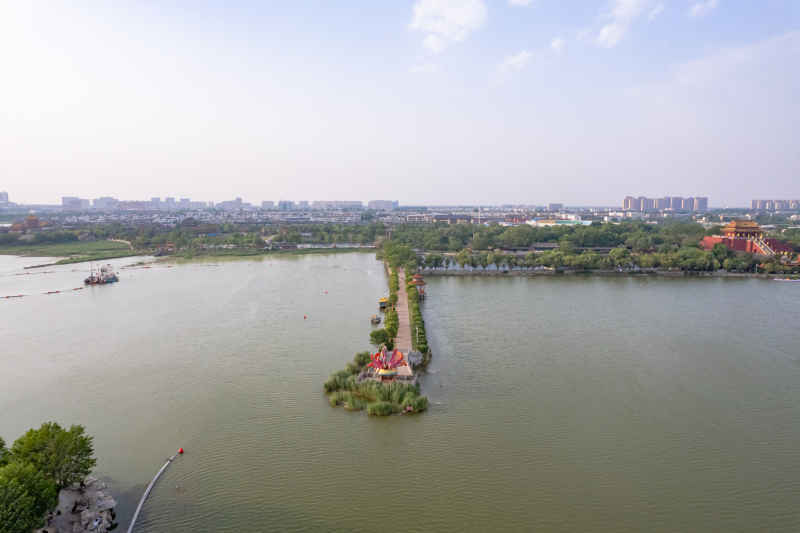河南开封城市风光地标建筑旅游景区航拍图 