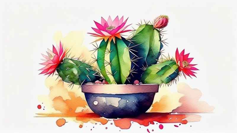 仙人掌自然植物插画 14
