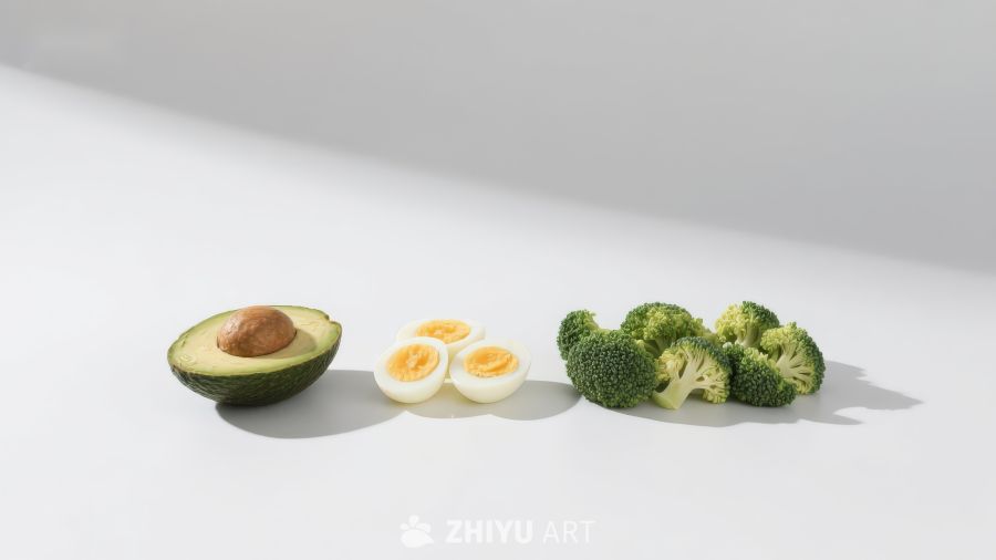 牛油果鸡蛋西兰花静物