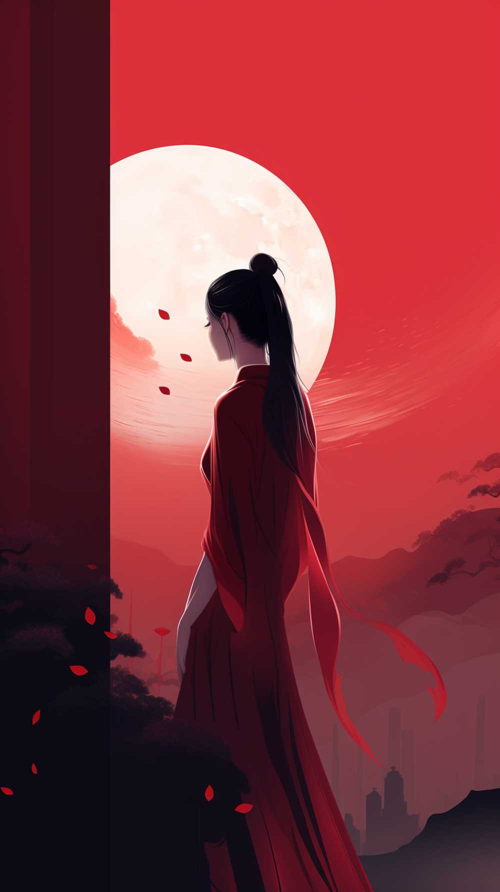 红色唯美背景意境