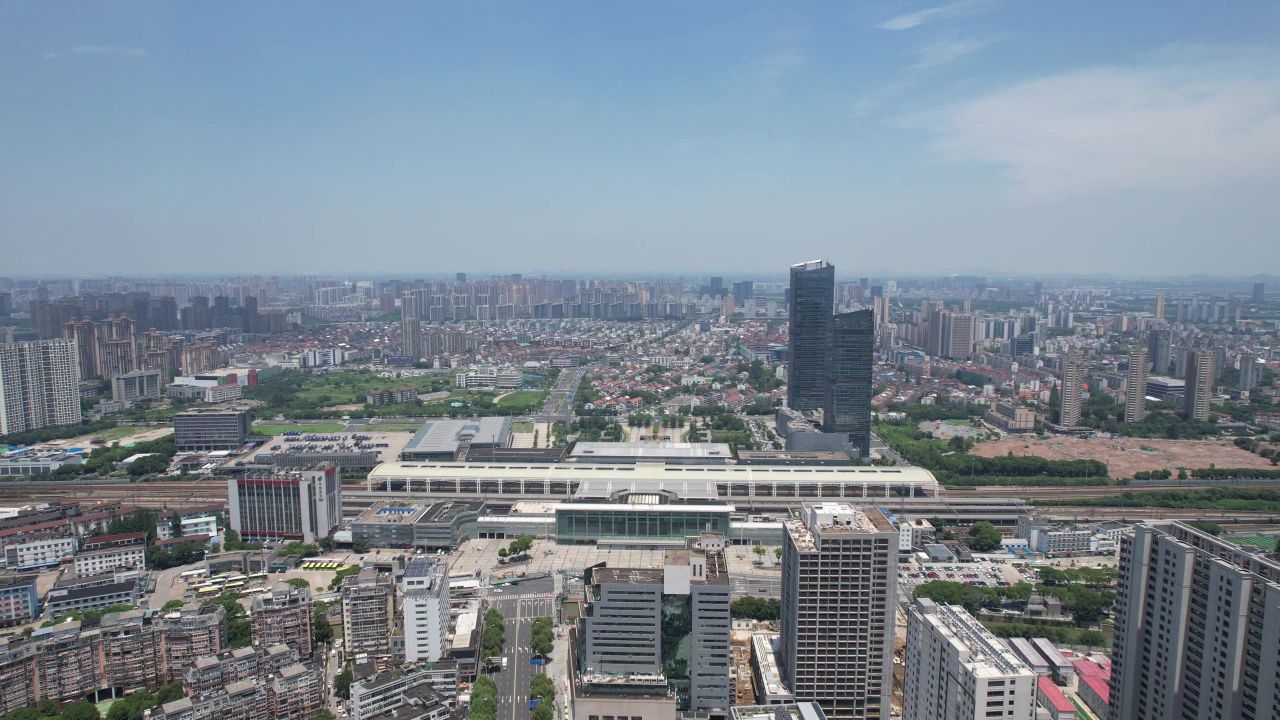 江苏常州城市风光航拍 