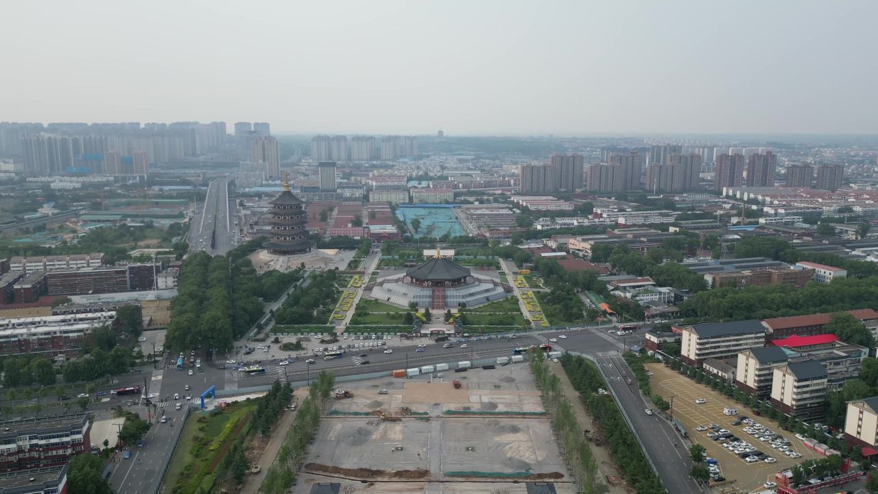  航拍洛阳明堂天堂景区
