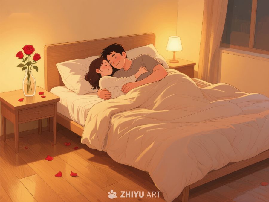 温馨夜晚，情侣共眠 895