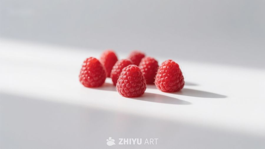 新鲜覆盆子在白色背景上