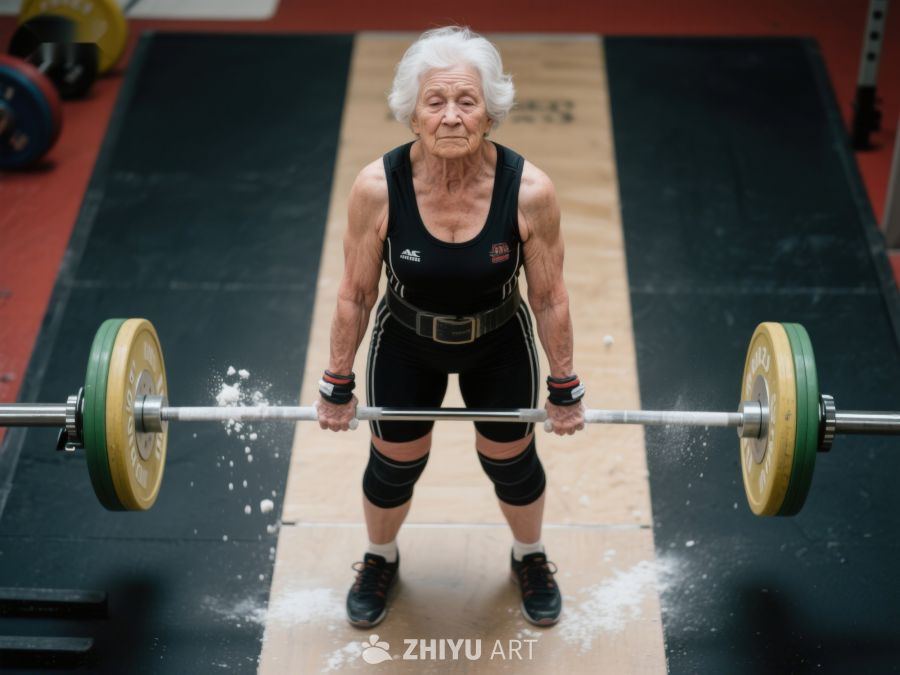 老年女性健身房举重 243