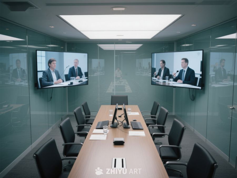 现代会议室进行视频会议 480
