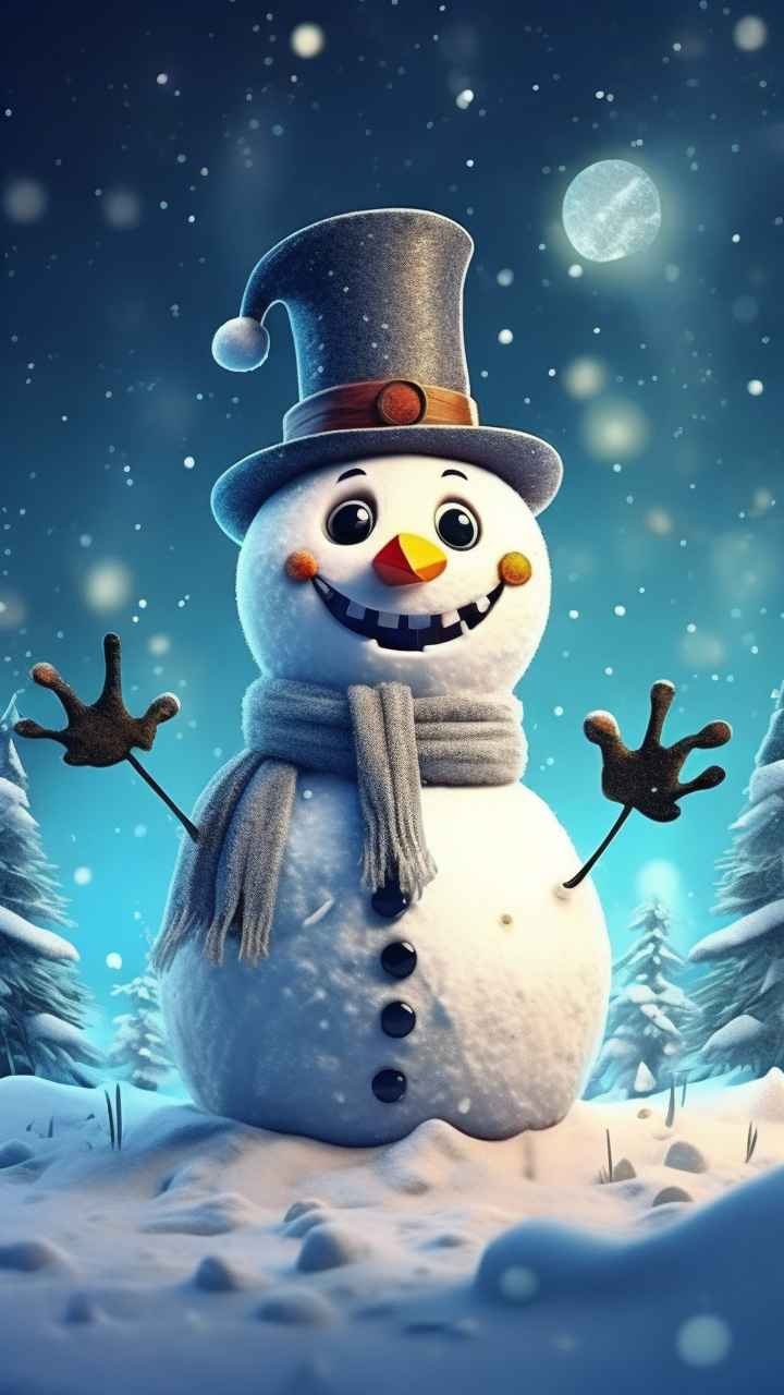 冬季插画雪人堆 111