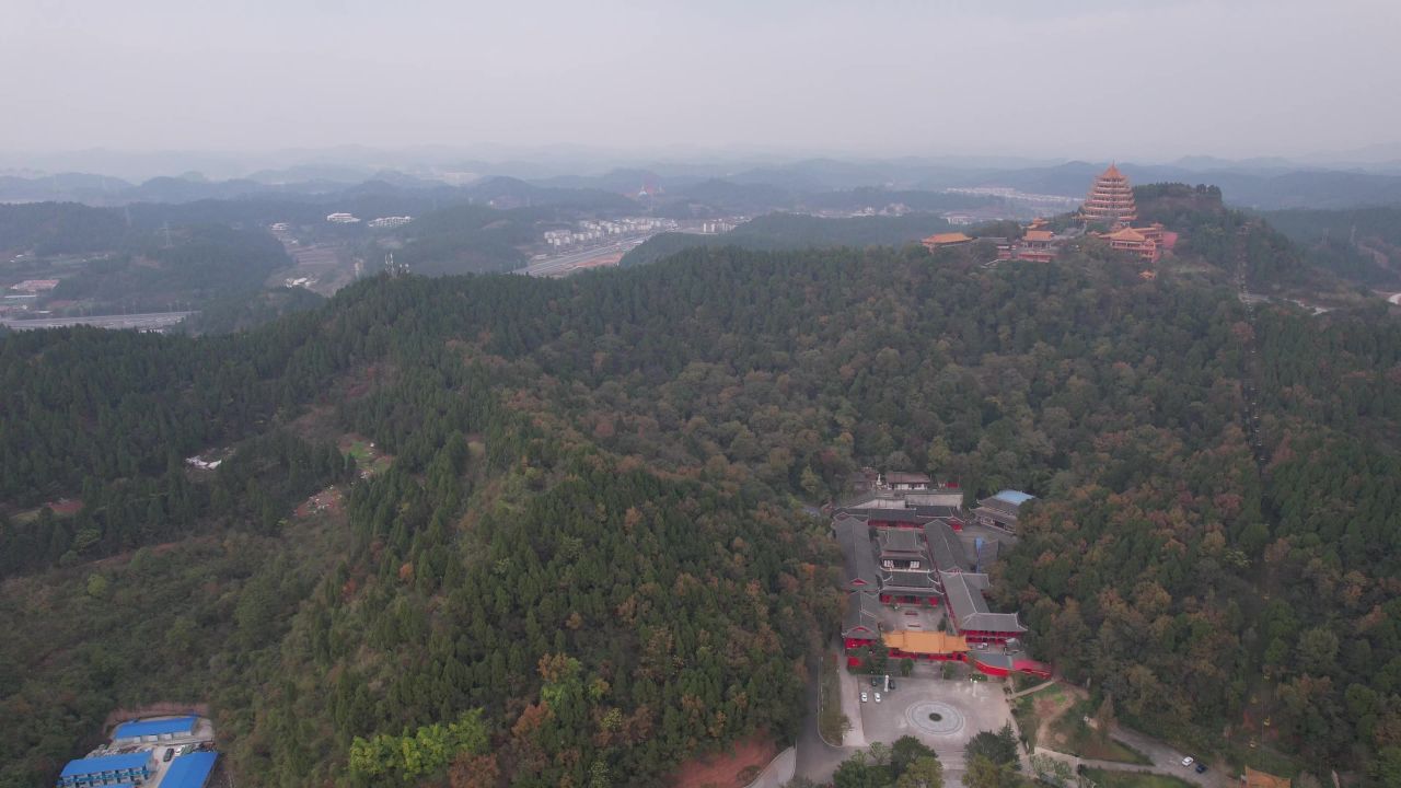  四川遂宁观音故里灵泉寺航拍 