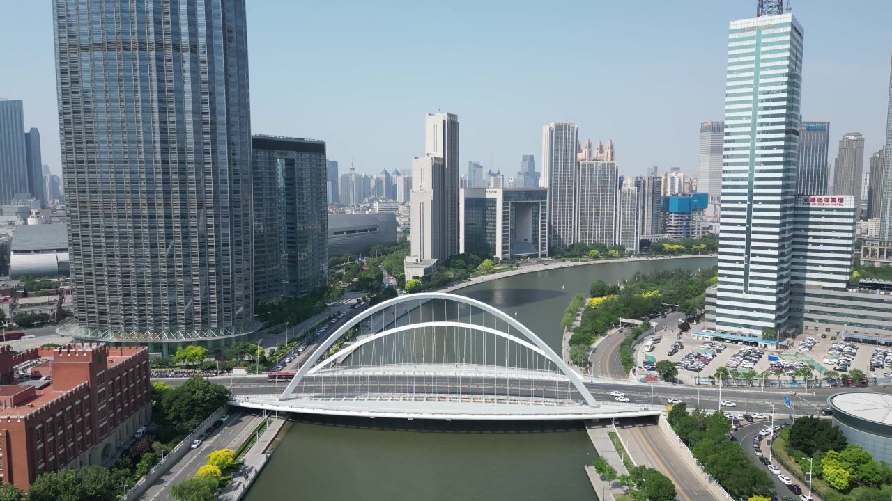 航拍天津大沽桥