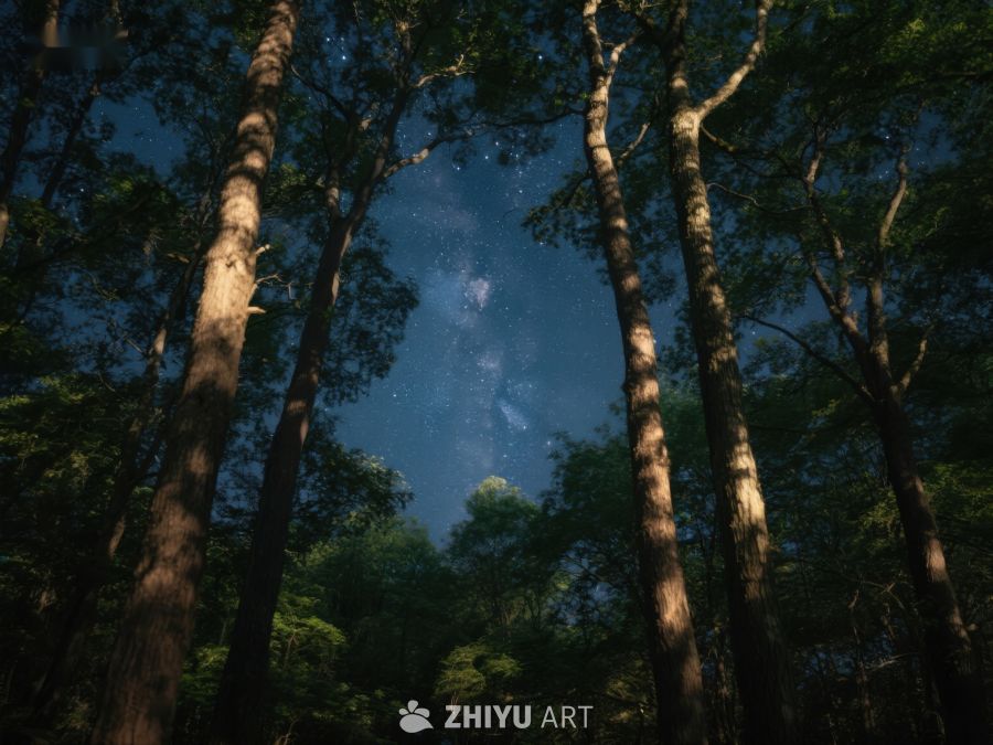 夜空下的森林景象 361
