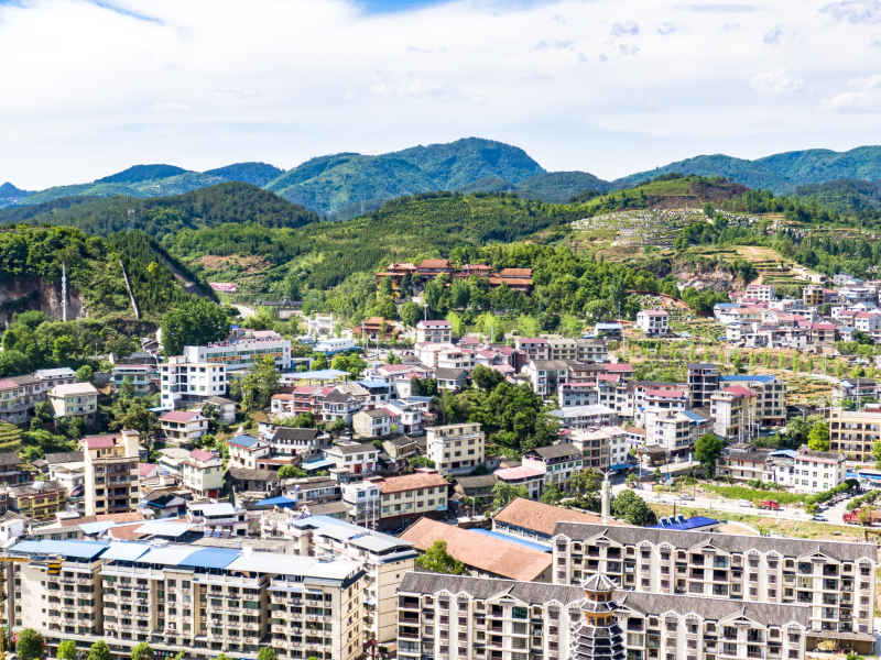 湖南通道城市风光航拍摄影图