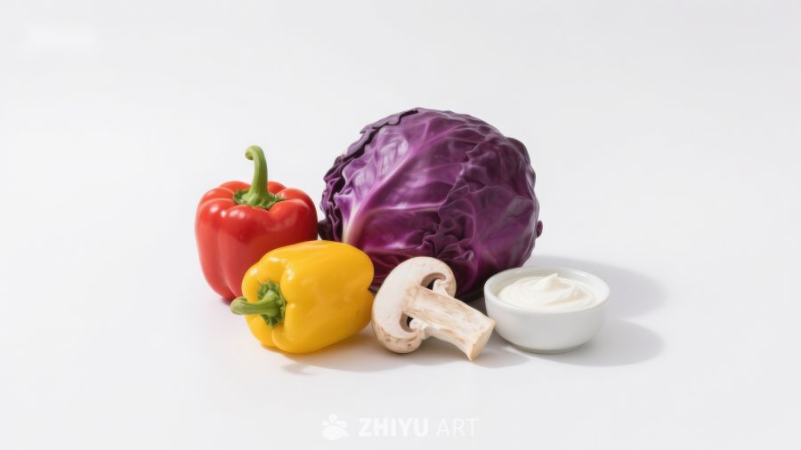 新鲜蔬菜与酱料组合