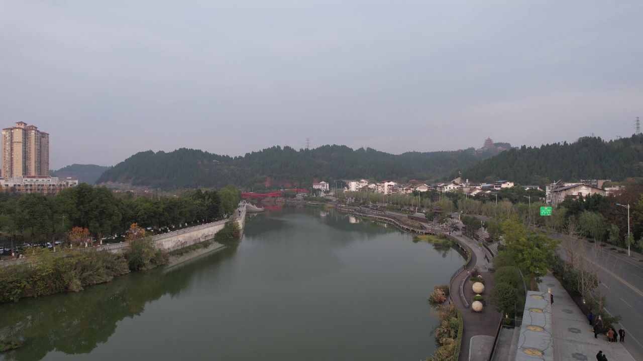 四川遂宁联盟河风光航拍
