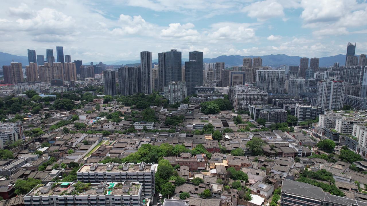 福建福州城市风光航拍 
