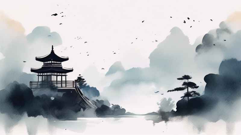 国潮山水画插画背景 69