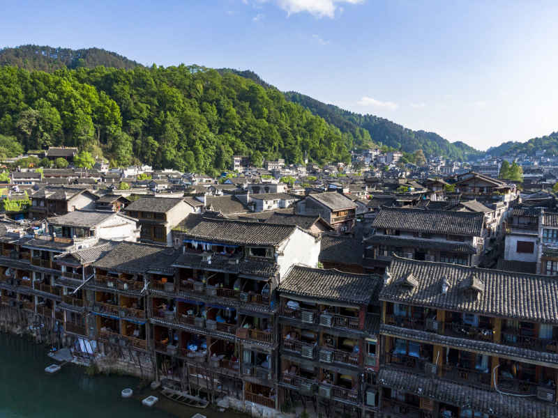 湖南湘西凤凰古城航拍