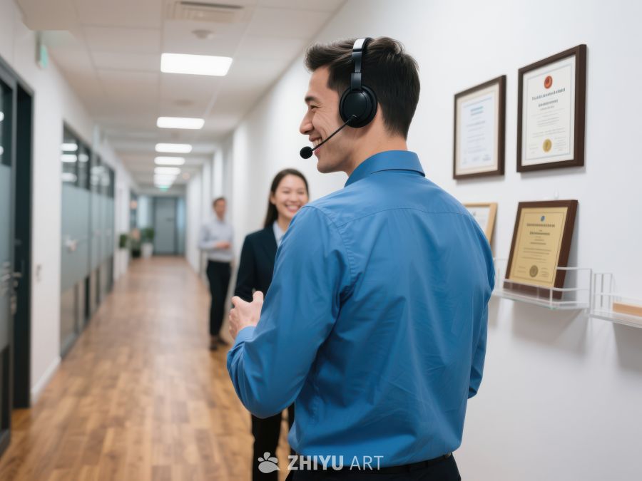 办公室走廊中的员工交流 103