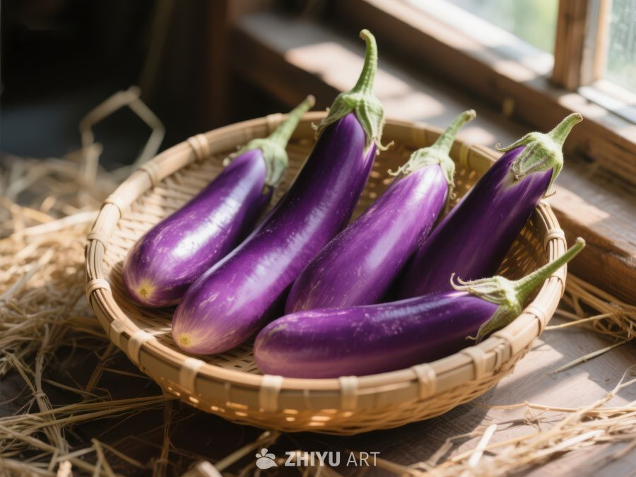 篮子里的新鲜紫色茄子 207