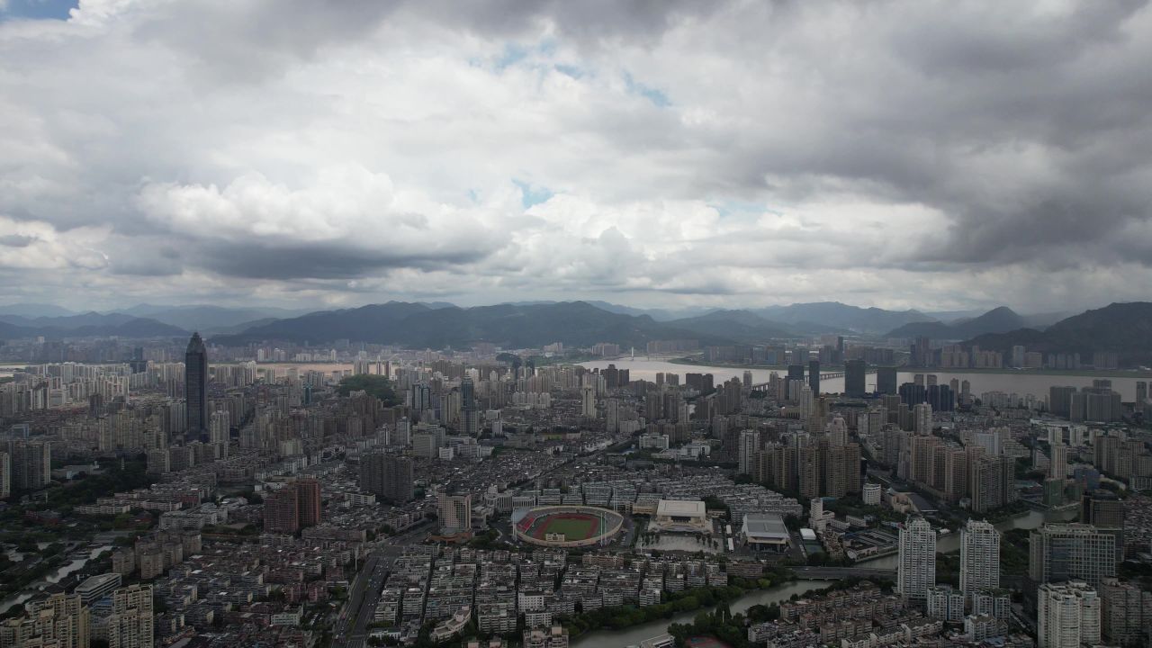 浙江温州城市风光航拍 