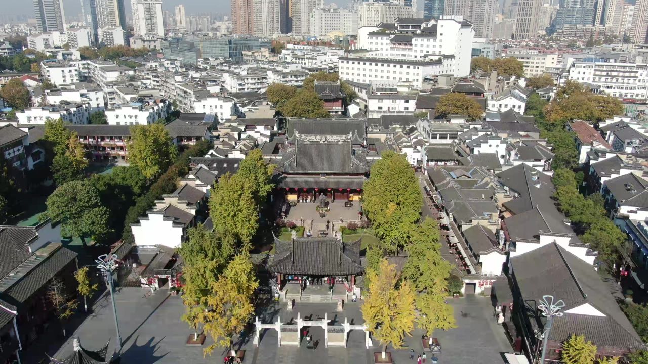 江苏南京夫子庙5A景区航拍