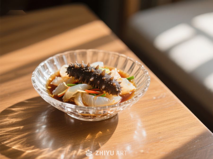 海参拌菜，精致玻璃碗中呈现 169