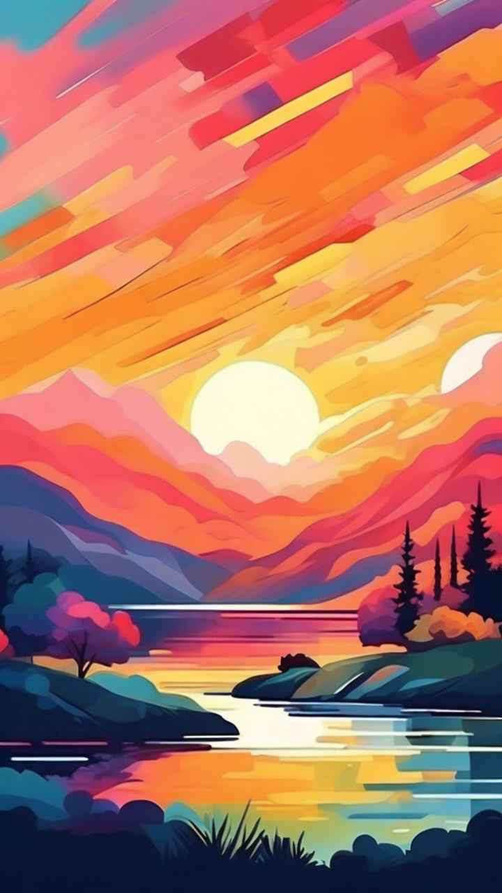 印象派风景色彩丰富的天空 21