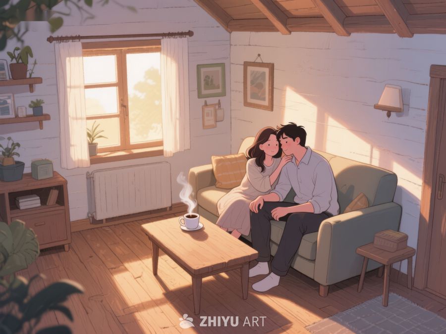 温馨客厅中的亲密时刻 752