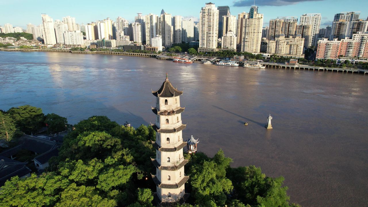 浙江温州江心屿4A景区航拍