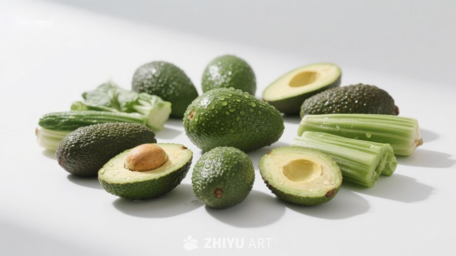 新鲜牛油果与芹菜组合