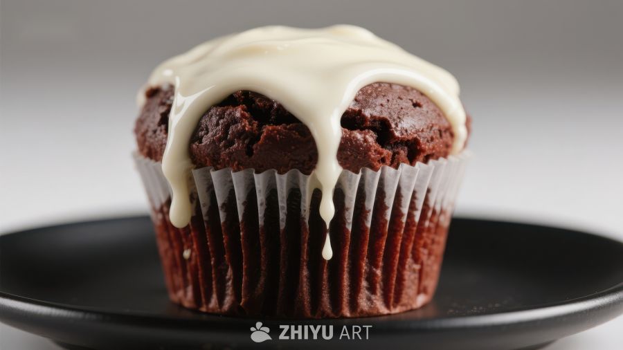 巧克力纸杯蛋糕配白色糖霜
