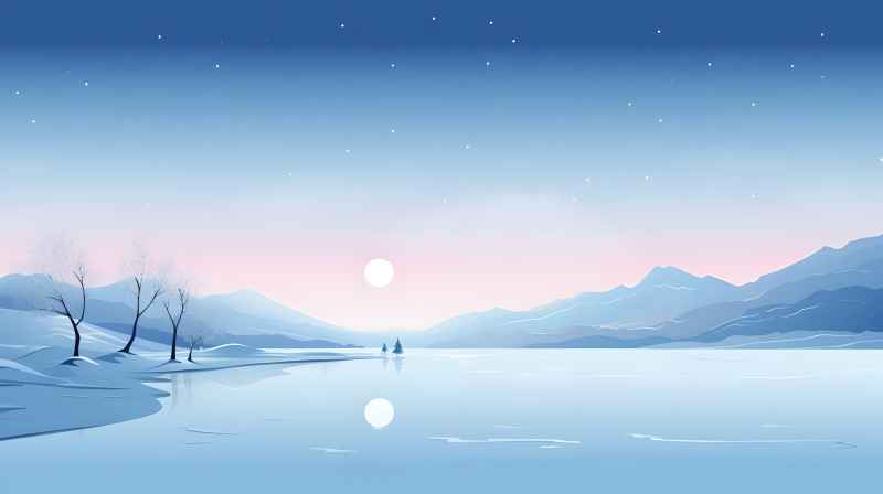 冬季唯美雪景创业插画 42