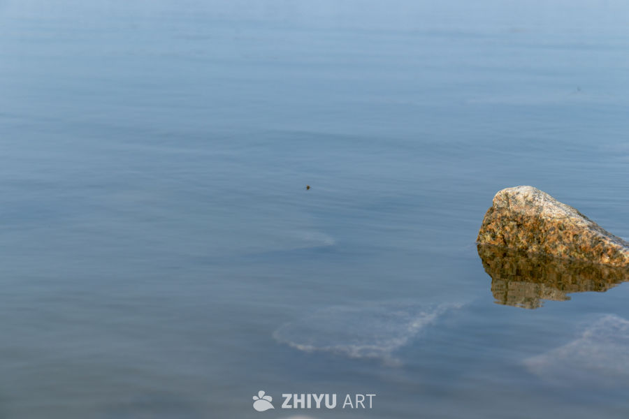 静谧水面的石头