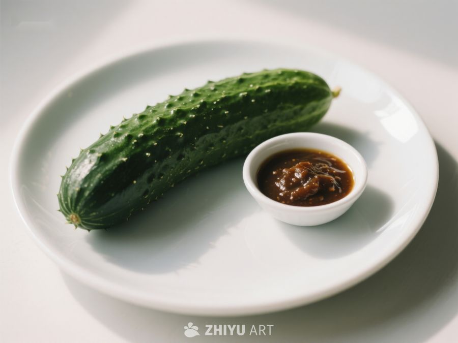 新鲜黄瓜配酱料，简约美食呈现 445