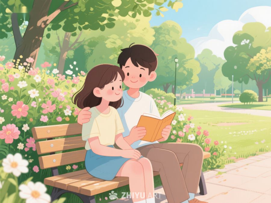 公园长椅上共读的温馨时刻 232