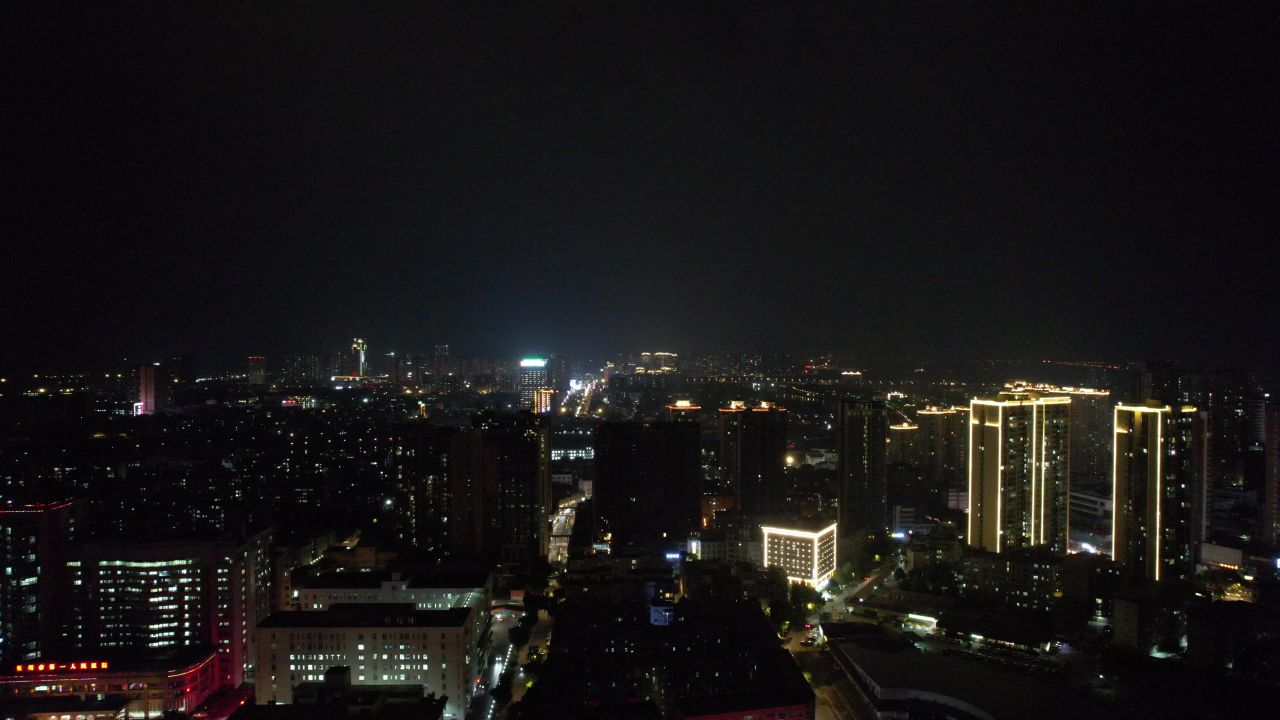 广西钦州城市夜景航拍 