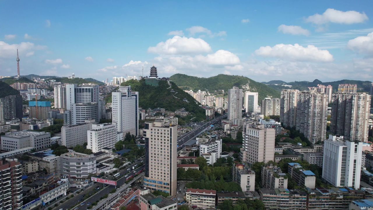 贵州贵阳城市风光航拍 