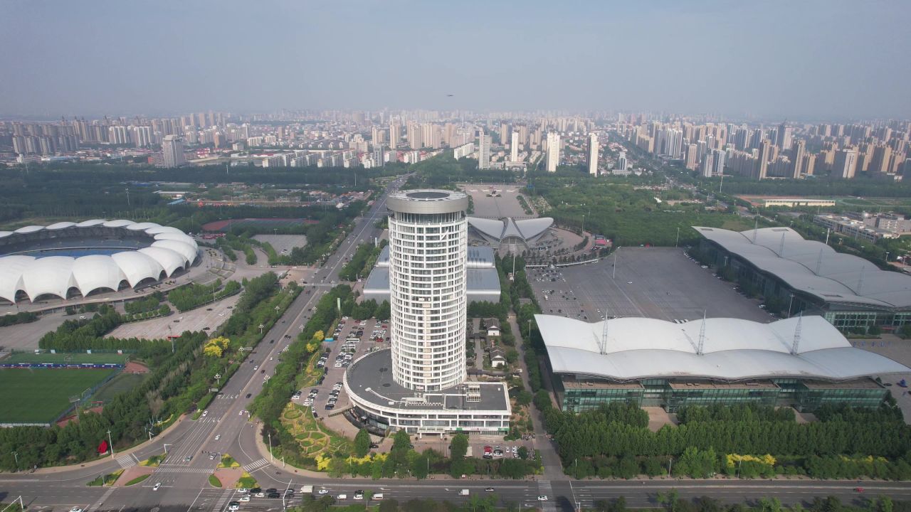 河北沧州城市风光地标建筑航拍  