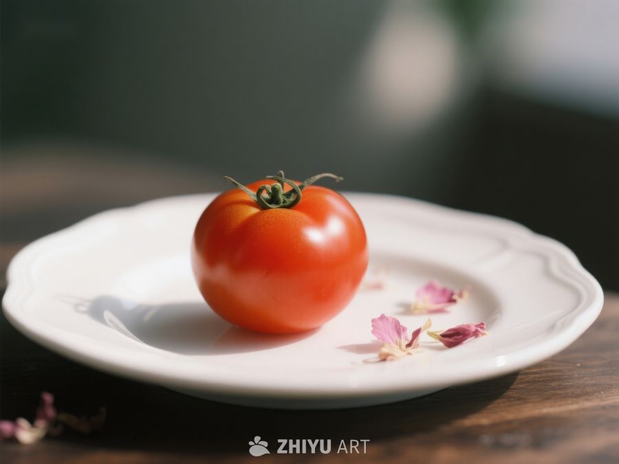 盘中新鲜番茄与花瓣 223