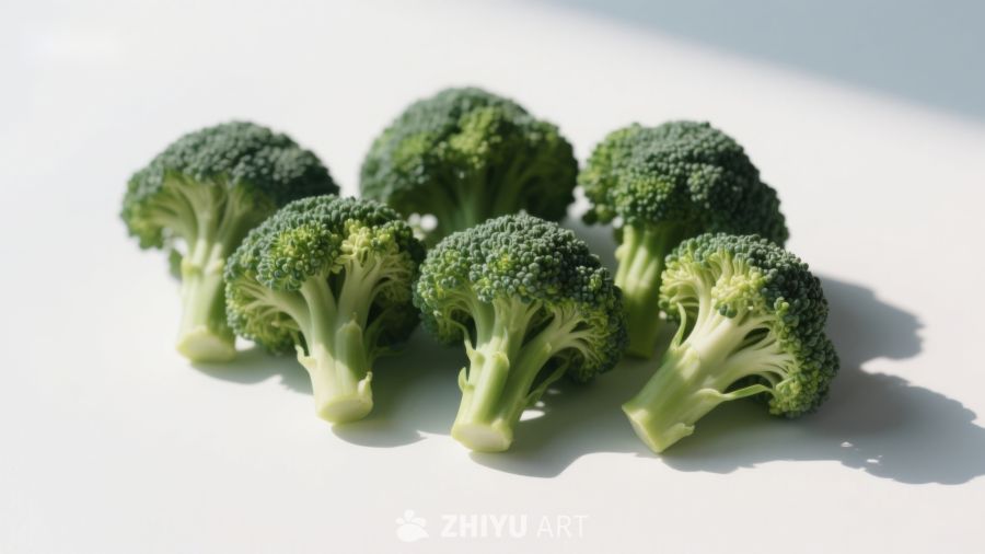 新鲜西兰花排列展示