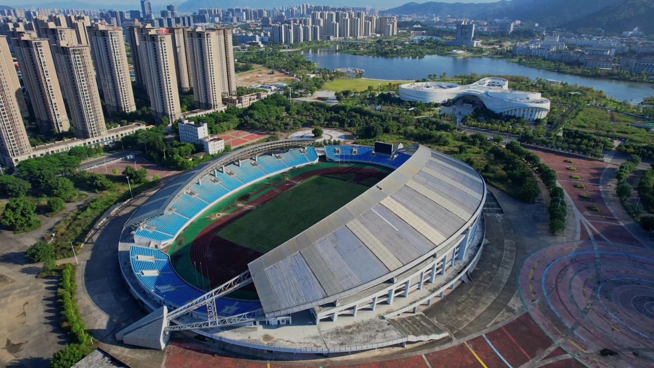 航拍福州大学城体育中心