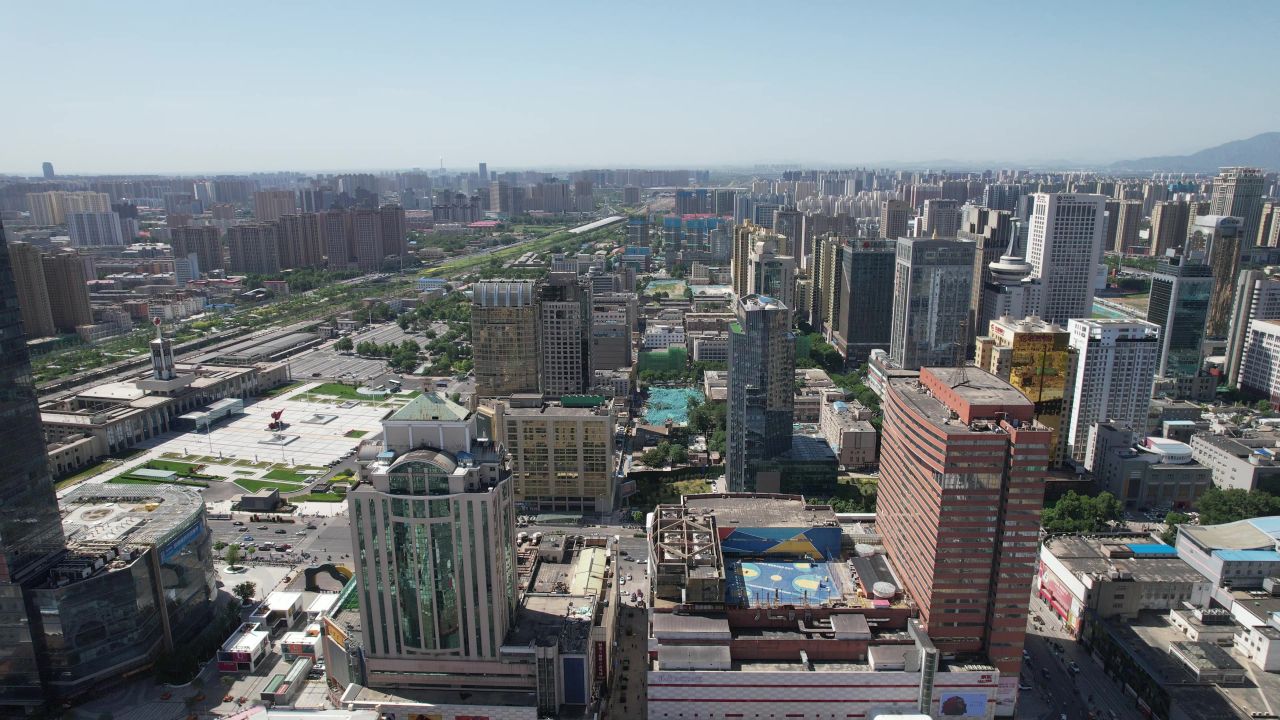 河北石家庄城市风光航拍 