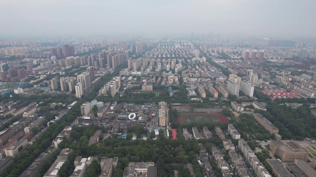 山东淄博城市建设航拍  