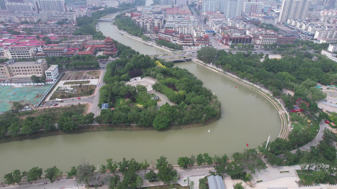 河北沧州城市风光航拍 