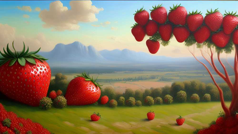 一个美丽的风景大过大草莓画