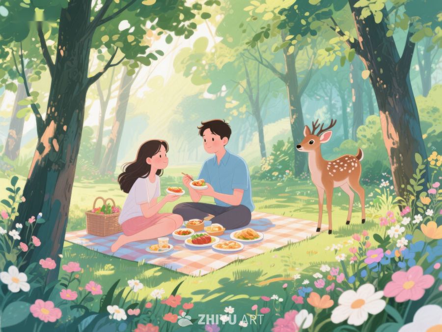 林间野餐，人与自然和谐共处 486