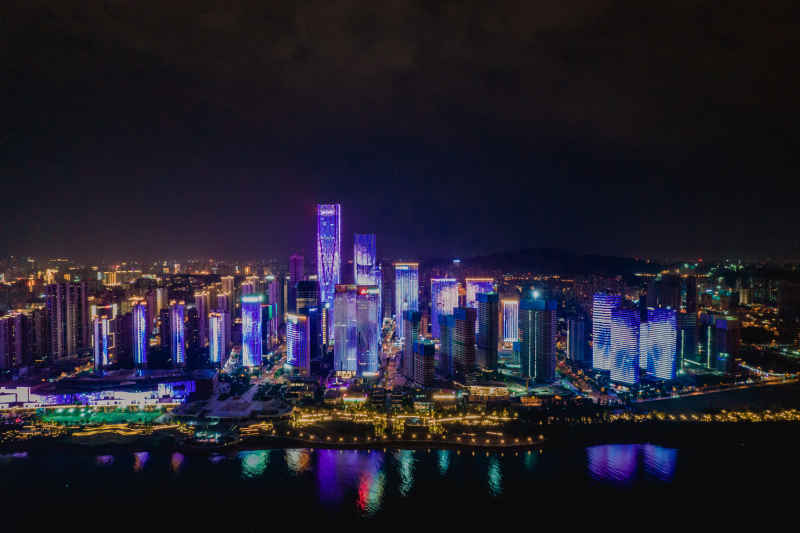 航拍 湖南 长沙 城市 夜景 长沙建设