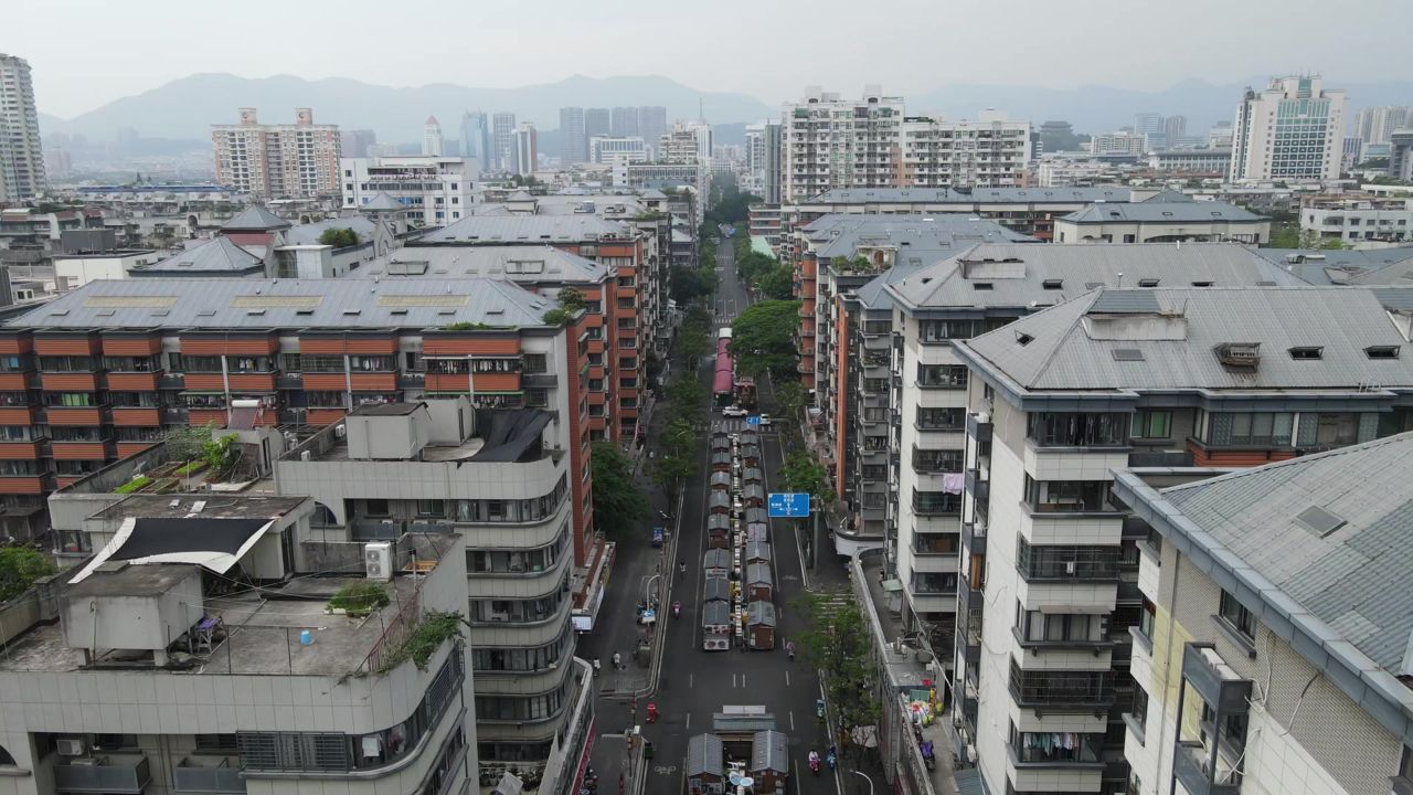 福州达明路美食街航拍